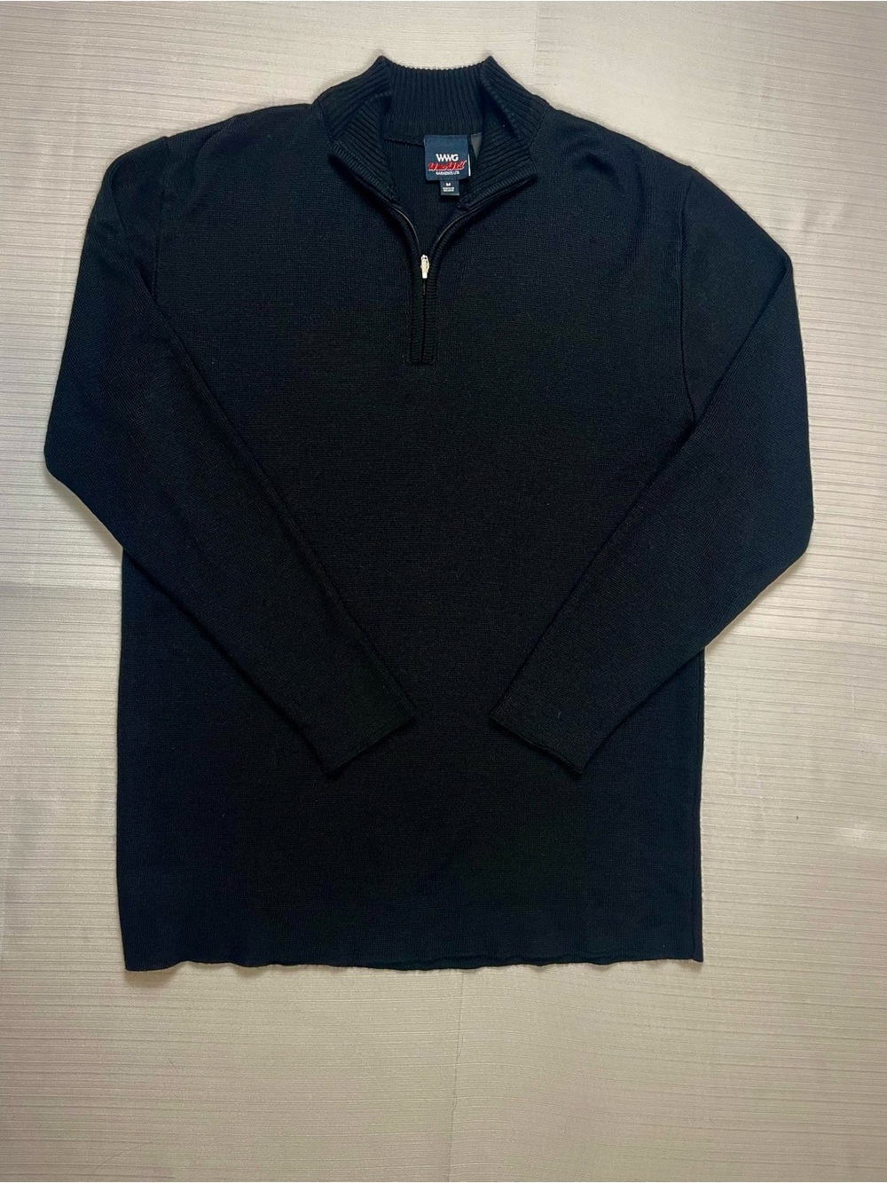 WWG Wear Well Garments Black Quarter-Zip Mock Neck Pullover Sweater - Size M
